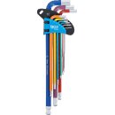 Winkelschlüssel-Satz | Multicolour | extra lang | Innensechskant, Innensechskant mit Kugelkopf 1,5 - 10 mm | 9-tlg.