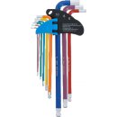 Winkelschlüssel-Satz | Multicolour | extra lang | Innensechskant, Innensechskant mit Kugelkopf 1,5 - 10 mm | 9-tlg.
