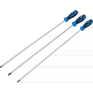 Schraubendreher-Satz | extra lang | Schlitz, Kreuzschlitz PH, T-Profil (für Torx) | 3-tlg.
