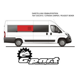 Fiat Ducato / Citroen Jumper / Peugeot Boxer Schiebefenster ab Bj.07, Beifahrerseite Mitte, getönt