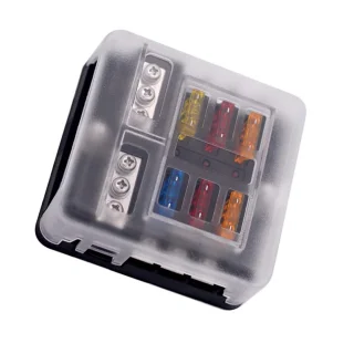 Offgridtec 6 compartment fuse holder for car flat fuse with led indicator