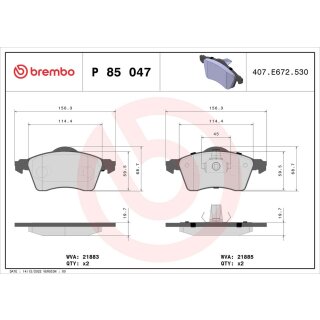 brembo Bremsbelagsatz, Scheibenbremse