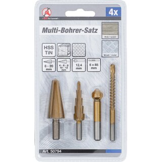 Multi-Bohrer-Satz | HSS-G | titan-nitriert | 4-tlg.