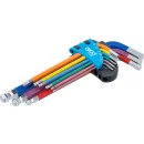 Winkelschlüssel-Satz | Multicolour | Innensechskant, Innensechskant mit Kugelkopf 1,5 - 10 mm | 9-tlg.