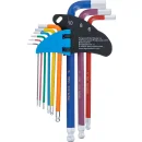 Winkelschlüssel-Satz | Multicolour | Innensechskant, Innensechskant mit Kugelkopf 1,5 - 10 mm | 9-tlg.